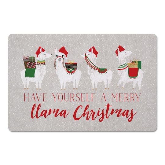 Merry Llama Christmas Floor Mat